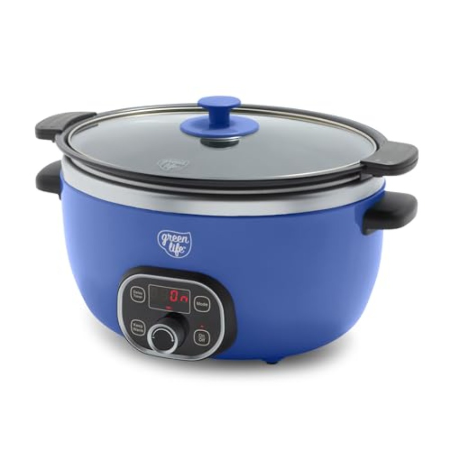 Slow Cooker Ceramic - 6QT Slow Cooker, Non-Toxic PFAS-Free Ceramic