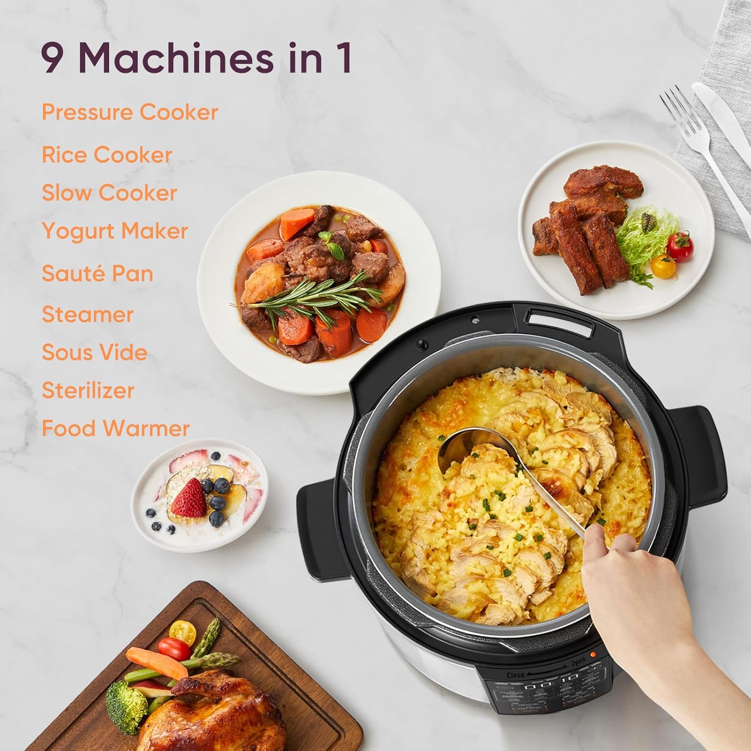 Pressure Cooker 6QT 9-in-1 Mul - Slow Cooker Ceramic 评论和价格