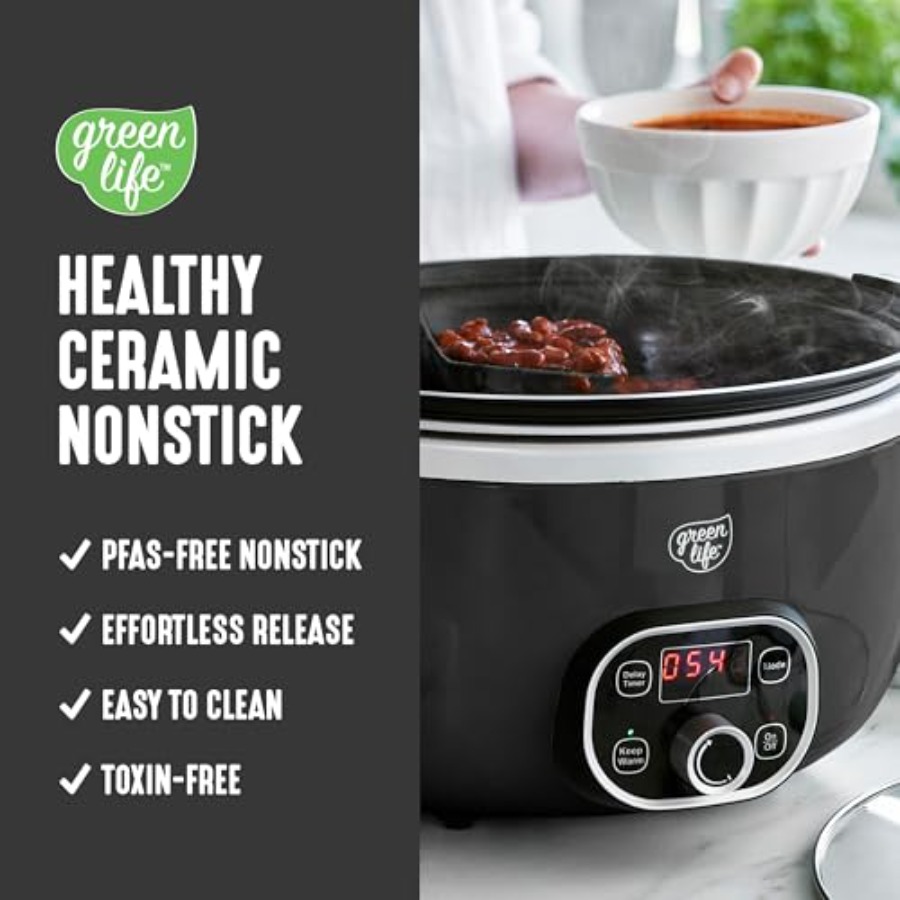 6QT Slow Cooker, Non-Toxic PFA - Slow Cooker Ceramic 评论和价格
