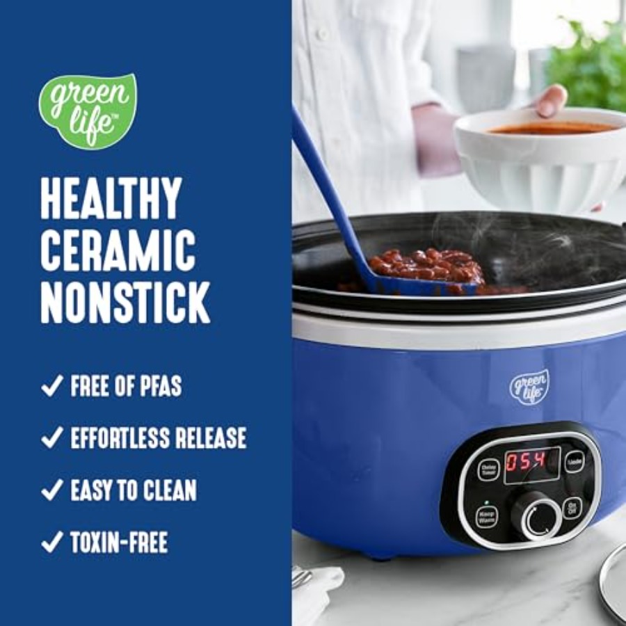 6QT Slow Cooker, Non-Toxic PFA - Slow Cooker Ceramic 评论和价格