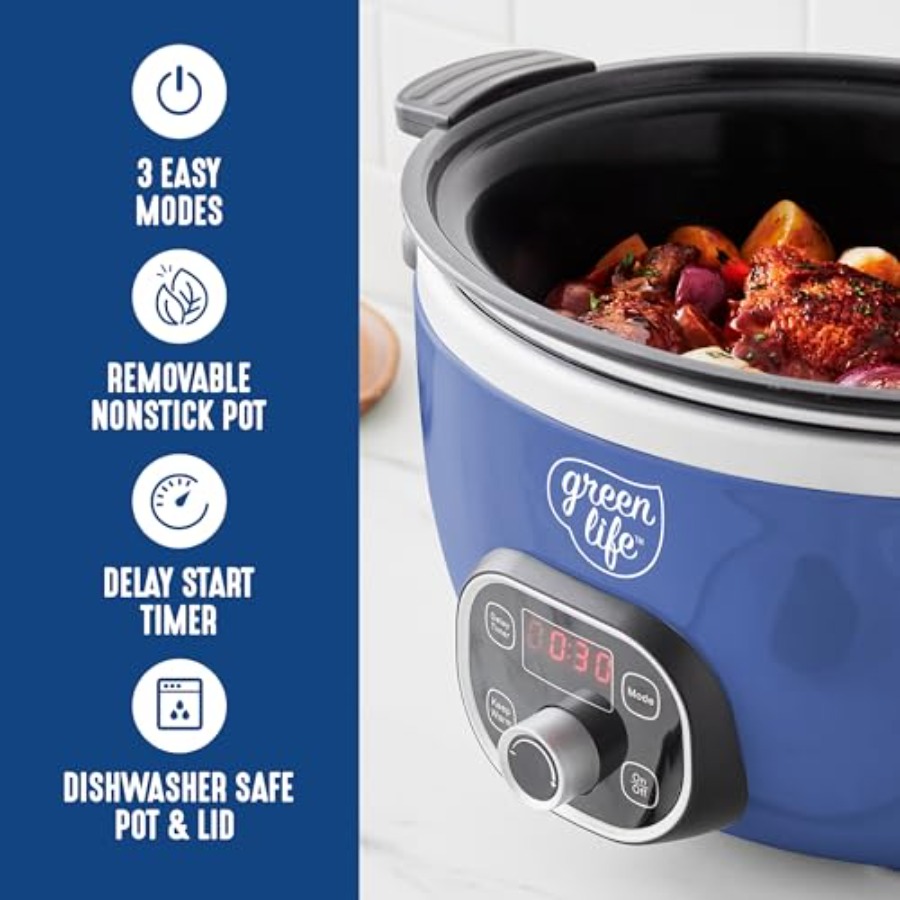 6QT Slow Cooker, Non-Toxic PFA - Slow Cooker Ceramic 评论和价格