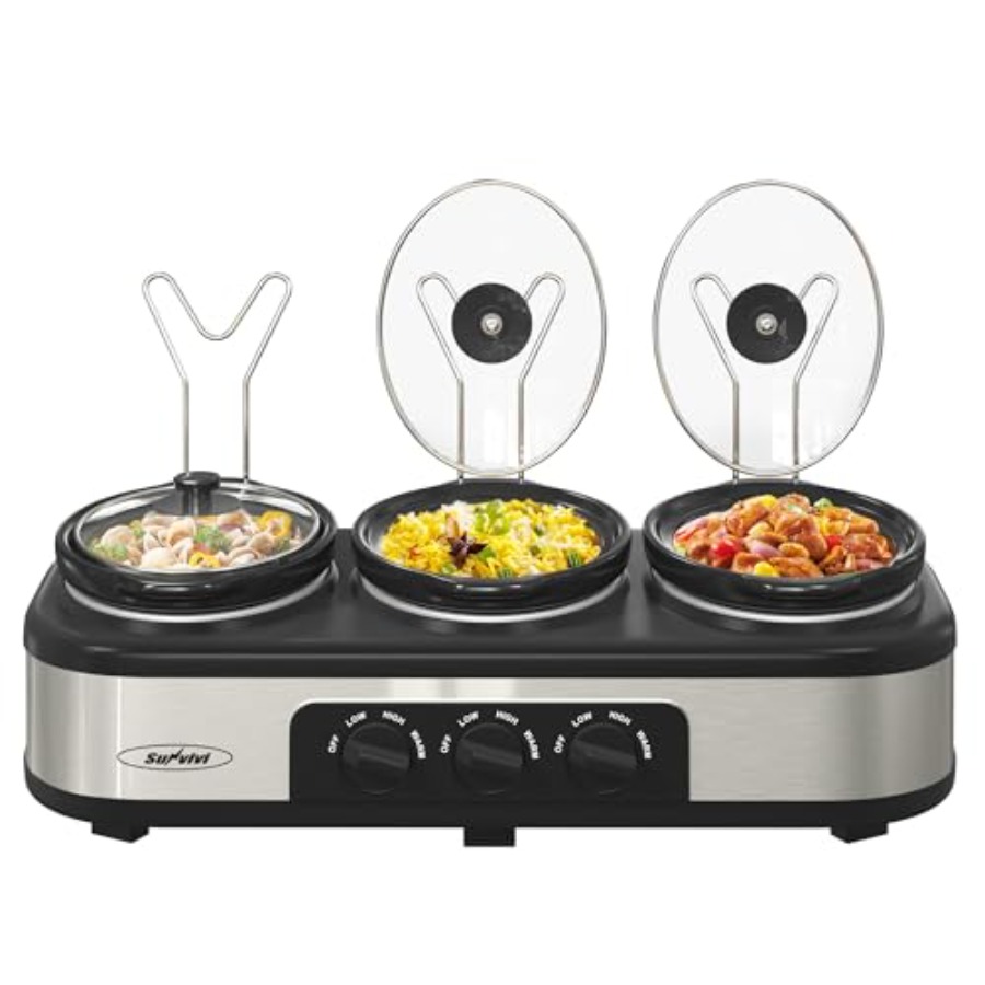 Triple Slow Cooker Buffet Serv - Slow Cooker Ceramic 评论和价格