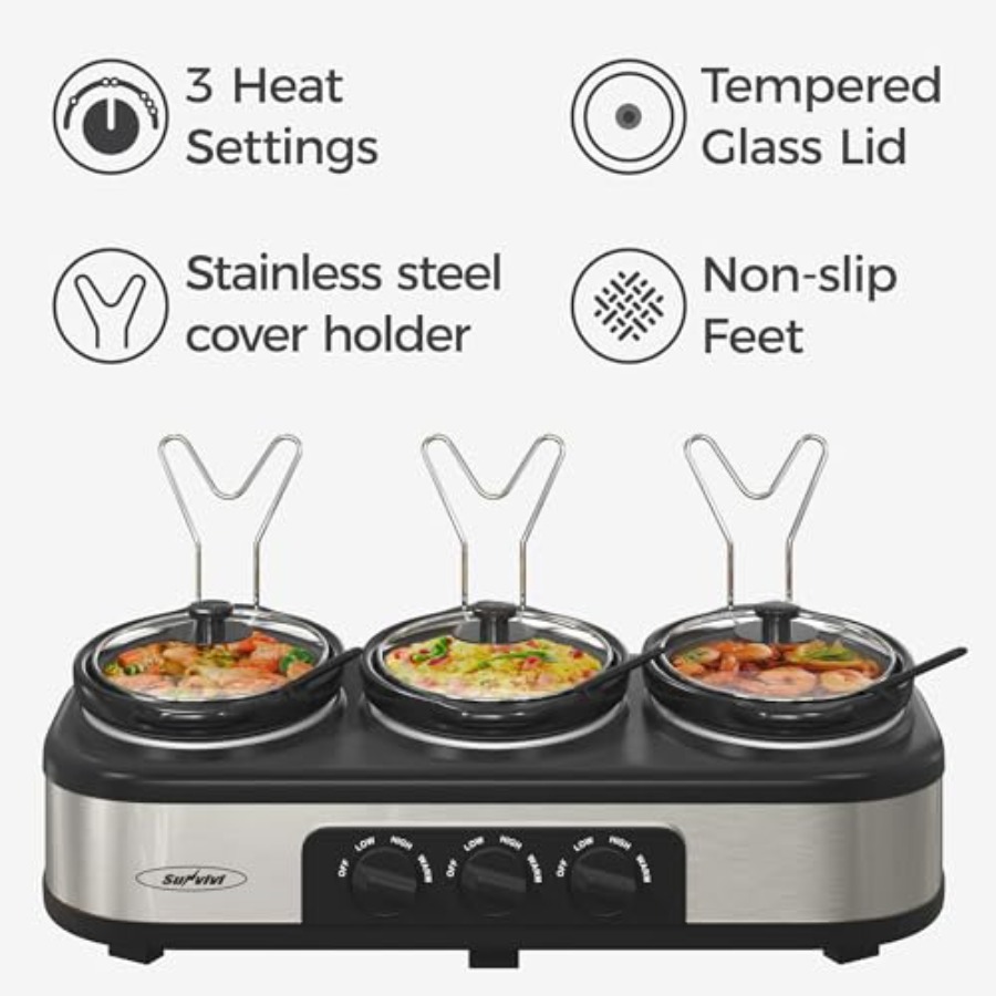 Triple Slow Cooker Buffet Serv - Slow Cooker Ceramic 评论和价格