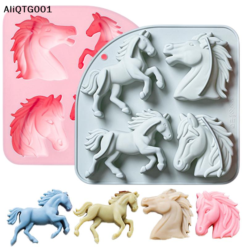 4-Cavity 3D Horse Silicone Mol - Kitchen Appliances For Baking 评论和价格