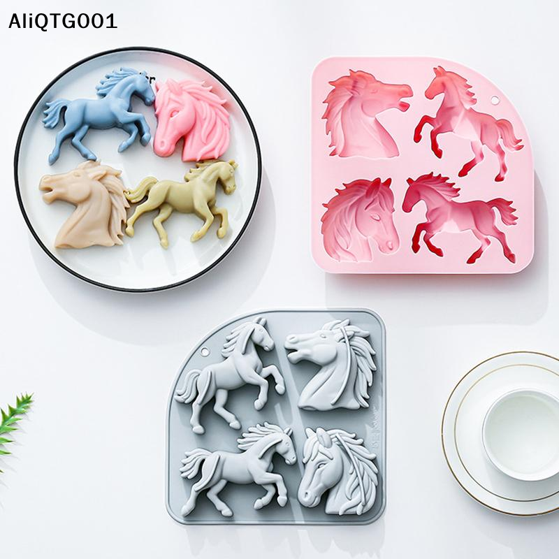 4-Cavity 3D Horse Silicone Mol - Kitchen Appliances For Baking 评论和价格