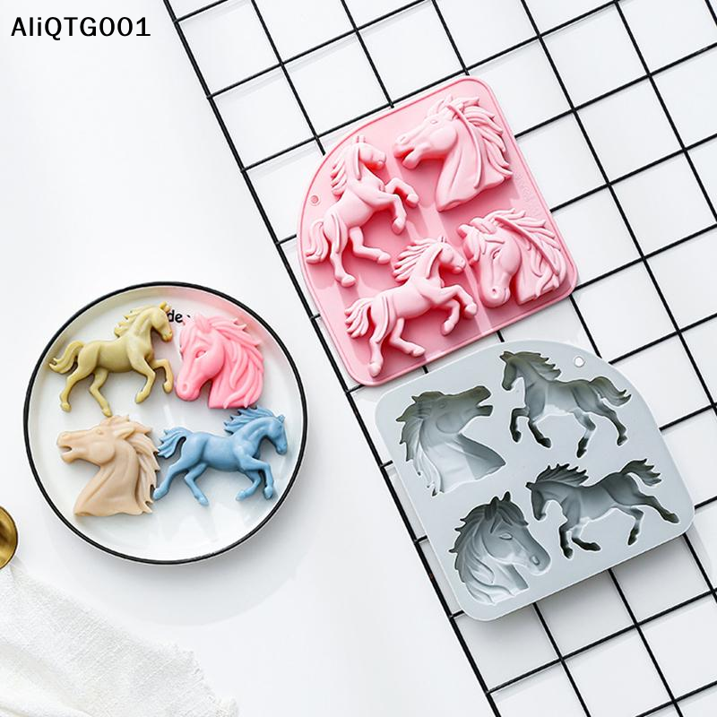4-Cavity 3D Horse Silicone Mol - Kitchen Appliances For Baking 评论和价格
